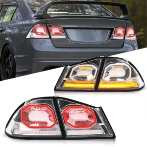 Taillight for Honda Civic FD FD1 FD2 FD3 Acura CSX LED Tail Lights Diamond Tunnel Chrome Rear Lamp