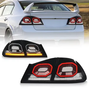Taillight for Honda Civic FD2 8th Gen Sedan FD1 FD3 TypeR Ciimo Acura CSX LED Tail Lights Diamond Tunnel Style