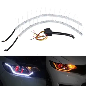 Tear Eye Lamp Dual Color Daytime Running Light Flowing Scalable Flexible Crystal LED Soft Light Strip