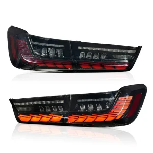 The Modified Taillight for the BMW 3 Series G20 Dragon Scale Flowing Light Steering Car Taillight Assembly Smoked