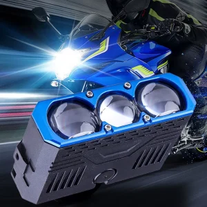 Three Lens Waterproof Universal Car Work Lights Grille Light Auxiliary Spotlight Motorcycle LED Headlights