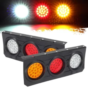 Three color LED Brake Turn Signal Tail Light for Car Truck Lorry Trailer Semi trailer Universal Fitment Replacement Red Lens
