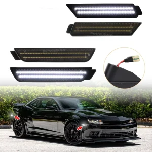 Tiktop Pink White Scan Dynamic Side Marker Signal Lights for Chevrolet Camaro SS RS ZL1 LT LED Repeater Indicator Blinker Lamps