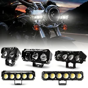 Tock Model 02 Motorcycle LED Display Screen 6000K Far White Amber Auxiliary Lights Left Right Position 4 Lens