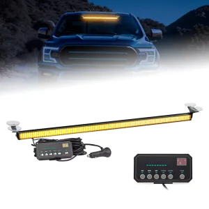 Traffic Advisor Light Bar 144 LED Amber White Emergency Warning Flashing Safety Interior Windshield Strobe Lights