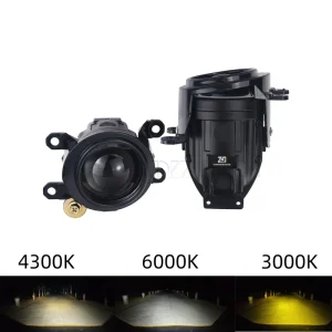Tri Color Biled Projector Fog Lamp 2.2inch 3 Colors Fog Light Bi LED High Low Beam Fog Lights 4300K 6000K 3000K for Car
