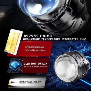 Tricolor LED Fog Projector Lens 4500LM 35W 45W 9 16V Auto Exterior Fog Light Retrofit Accessory