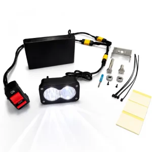 Trontech Battery Powered Baja Light LED Headlight with Switch for E Bike Motorcycle MTB 8AA All Prewired Plug and Play