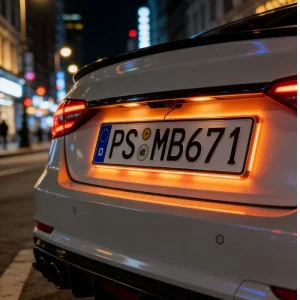 Trontech EU RGB LED License Plate Frame APP Controlled Chasing Light IP65 Waterproof 12V 700LM 50 LED Music Sync Brake Warning