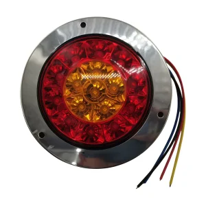 Truck Lighting System Parts Universal 24V Red Yellow White Round LED Trailer Rear Tail Light 13cm*13cm*2.3cm