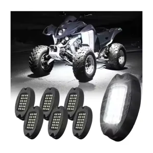 Truck Off Road Fender Lights White LED Rock Light Set with Complete Wiring Harness Switch Waterproof Night Ambient Lighting