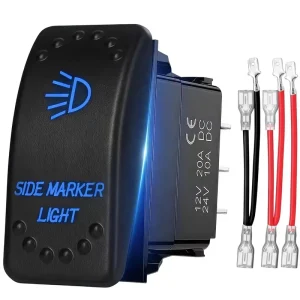 Truck Side Marker Light Rocker Switch 12V 5 Pin SPST 2 Way Toggle Switch On Off Rocker Switch with LED Backlit for Car Boat RV