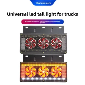 Truck Tail Light Assembly Turn Brake High-Beam Functions Waterproof for Trailer Semi-Trailer 12V Universal