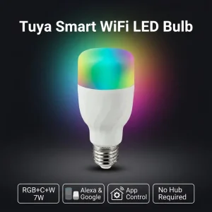 Tuya Smart App No Hub RGBCW Dimmable WiFi LED Bulb with E26/E27 Base