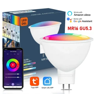 Tuya Smart LED Spotlight Bulb APP Control Work With Alexa Google Home RGBCW Color Change WiFi GU5.3 MR16 DC12V LED Lamp Bulbs