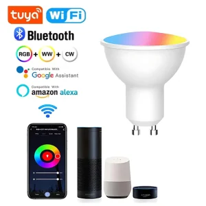 Tuya WiFi GU10 Smart LED Light Bulb Bluetooth GU10 Dimmable Lamps Smart Life App Control Spotlight Bulb Works With Alexa Google