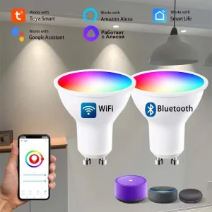 Tuya WiFi GU10 Smart Light Bulb 5W Dimmable LED Spotlight Compatible with Alexa Google Home App Control RGBW Lamp
