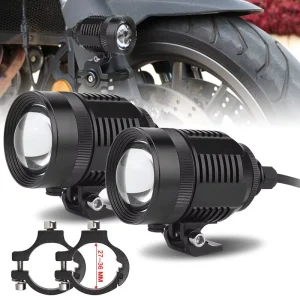 U80 Motorcycle Lighting System 90W High Brightness LED Headlight Projector Adjustable Mini Spotlight White 12-60V Kit