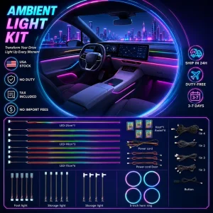 US Local Shipping Car Ambient Light LED Interior Lighting No Dark Spots Uniform Lighting Effect