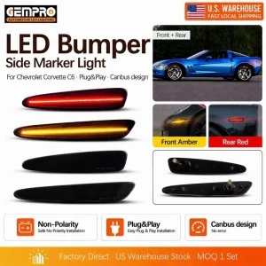 US Stock Plug and Play Front Rear LED Side Marker Light For Chevrolet Corvette C6 Car Light