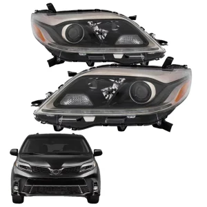 USA Type Headlights for SIENNA Halogen HeadLamp Auto Front Light Accessories Black 81150-08081 81110-08081 for Toyota