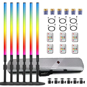 USA Warehouse 6Pack 4ft 4800mAh Battery RGB Led Tube Light Bar Stand With Traveling Case for DJ Dance Party Stage Lighting