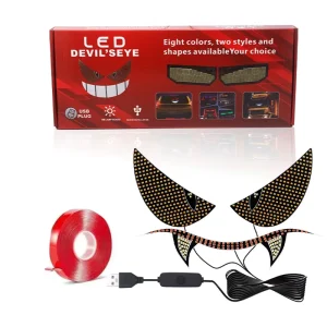 USB Operated Dynamic Matrix Panel LED Devil’s Eye Wheel Ring Lights White Aluminum 12V AUTO LAMP Car Exterior Flashing