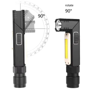 USB Rechargeable LED Work Light Portable Emergency Car Repair Flashlight 90 Degree Rotation Aluminum Waterproof