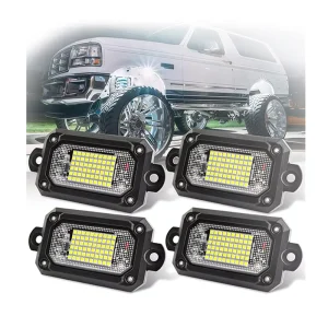 UTV ATV SUV Trucks High Brightness 60W Pure White Led Rock Light with 15FT Wire Harness 12V Under Car Light Pods