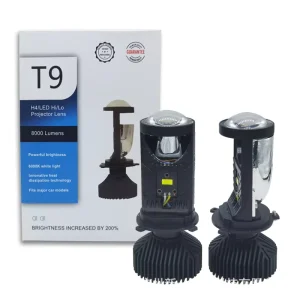 Ultra Bright 12V 24V T9 Car H4 Mini Projector Lens Auto Bi LED Headlamp Canbus H4 Motorcycle Truck Off Road Dring Headlights
