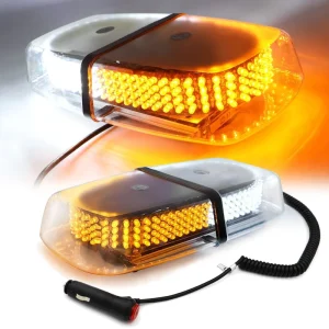 Ultra Bright Amber White 240 LEDs 72W Emergency Strobe Light Bar with Durable ABS Housing and Magnetic Base