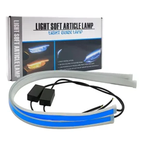 Ultra-Thin Dual Color LED Car Decorative Lamp 30cm 45cm 60cm Silicone Eyebrow Light Daytime Running Bar FlowingTurning