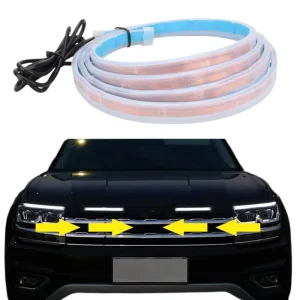 Ultra Thin Flowing Flexible LED Daytime Running Light Scan Starting Car Hood Decorative Lights DRL Auto Engine Guide
