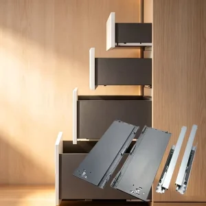 Ultra-Thin Horse-Collar Slide Iron-Gray Damped Buffer Drawer Runner Cabinet Hidden Full-Extension Guide Rail Minimalist
