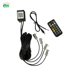 Universal 1 to 4 6 RGB Mini LED Fiber Optic Lights IP33 Rating Dimmable APP+Remote Control for Car Dashboard Floor Mat Lighting