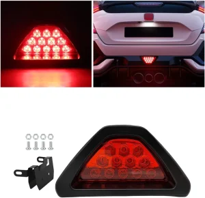 Universal 12 LED Car Brake Stop Signal Lamp 12V F1 Style Red Flash Strobe Emergency Warning Tail Light for Motorcycle Motorbike