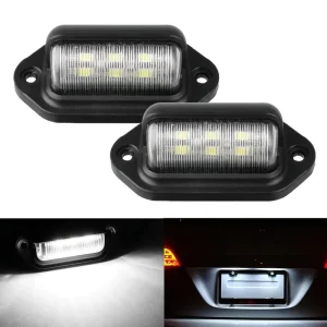 Universal 12V 6LEDs Van Number License Plate Lights White 24V License Lamps for Car Truck Trailer with Chrome