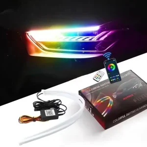 Universal 12V DRL Flexible Car LED Daytime Running Light App Control RGB Flowing Strip Turn Signal Lamp Decorative Headlight