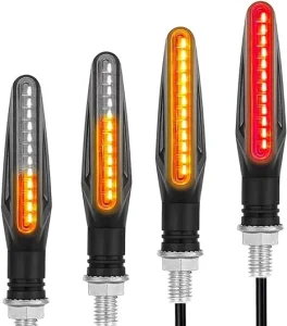 Universal 12V IP68 Waterproof LED Motorcycle Rear Indicator Blinker Sequential Amber Flasher Yellow Lighting System