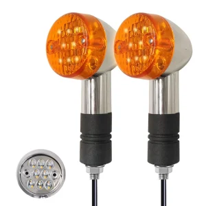 Universal 12V LED Motorcycle Bullet Turn Signal Light Set Chrome Indicator Blinker Lamps for Honda Harley Kawasaki Suzuki Yamaha