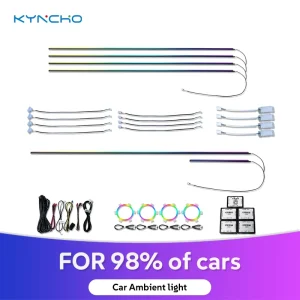 Universal 22 in 1 K4 LED Car Ambient Light 64 Colors 12V Car Decorative Lamp Auto Interior Lighting App Controlled