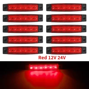 Universal 6 LED Small Strip Truck Side Marker Light 12-24V Wide Voltage Rear Side Warning Lamp