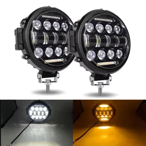 Universal 7 Inch Round Work Lamp Car LED Front Bar Running Lamp Lighting Auxiliary Maintenance High Beam Spotlights Night