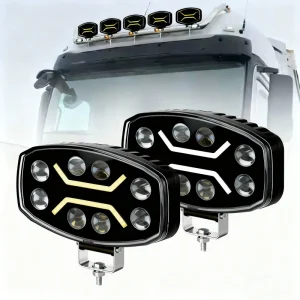 Universal 9 Inch Dual C LED Offroad Auxiliary Headlight with Daytime Running Light 80W 12V for Benz Heavy Truck Retrofit Upgrade