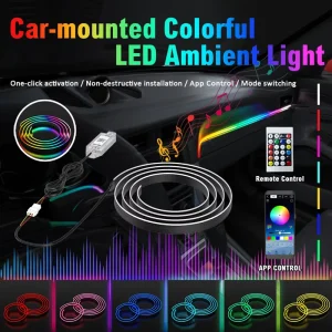 Universal APP Controlled RGB Light Strip Waterproof Interior Ambient Lighting Accessory for Retrofits Auto Interior Lighting