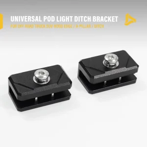 Universal Auxiliary Light Mount Bracket Hood Edge Clamp No Drill Aluminum Alloy for LED Pod Cube Driving Work Lights Fog Lights