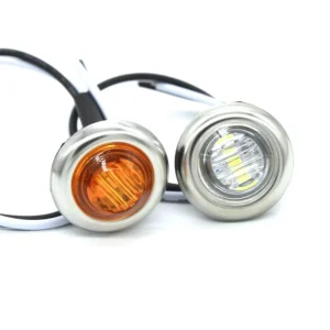 Universal Car 12V 24V 3/4″ Round Stainless Steel LED Side Marker Lights Truck Trailer Tractors Clearance Lamp