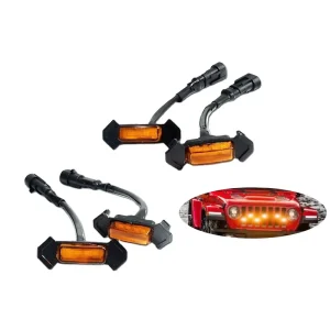 Universal Car LED Front Grille Light Strobe Running Lamps DRL Warning Flashing Lights White Yellow 12V Car Exterior Decorative
