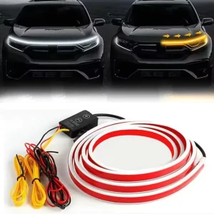Universal Car LED Hood Light Strip 12V Start Scan Flowing Turn Signal Silicone PVC Dynamic DRL Daytime Running Decorative Lamp