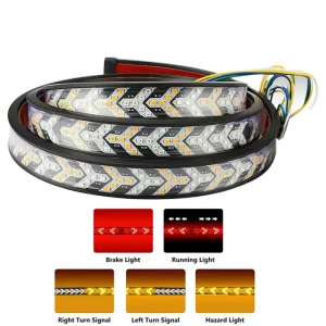 Universal Car Tail Light Fish bone Warning Safety Turn Signal Light Strip Dynamic Streamer Flowing Turning LED Light